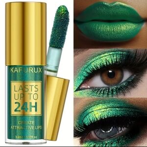 🍁KAFURUX Green & Golden Eyeshadow & Lip Glaze Dual-Use Pencil